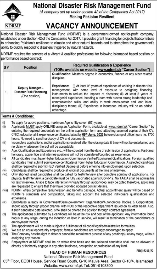 Latest jobs in Disaster Risk Management OFFICIAL ADVERTISEMENT