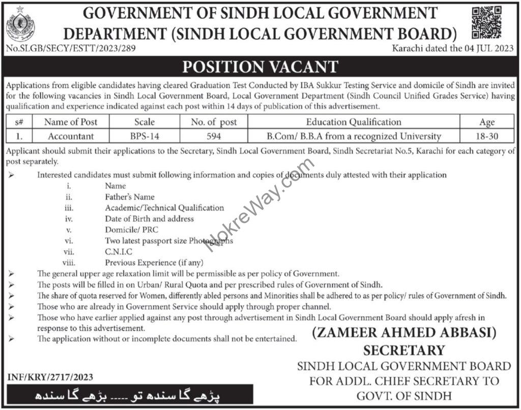 New Jobs of Account in Government Official Advertisement