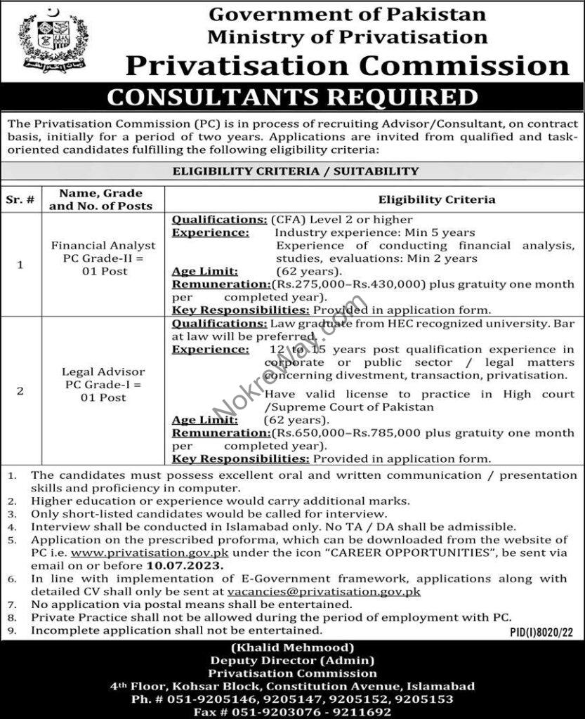 Privatization Commission Jobs 2023 Official Advertisement